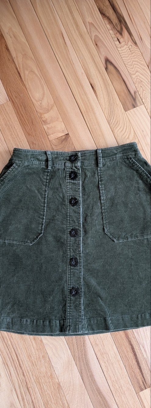 High Waisted Button Front Corduroy Skirt